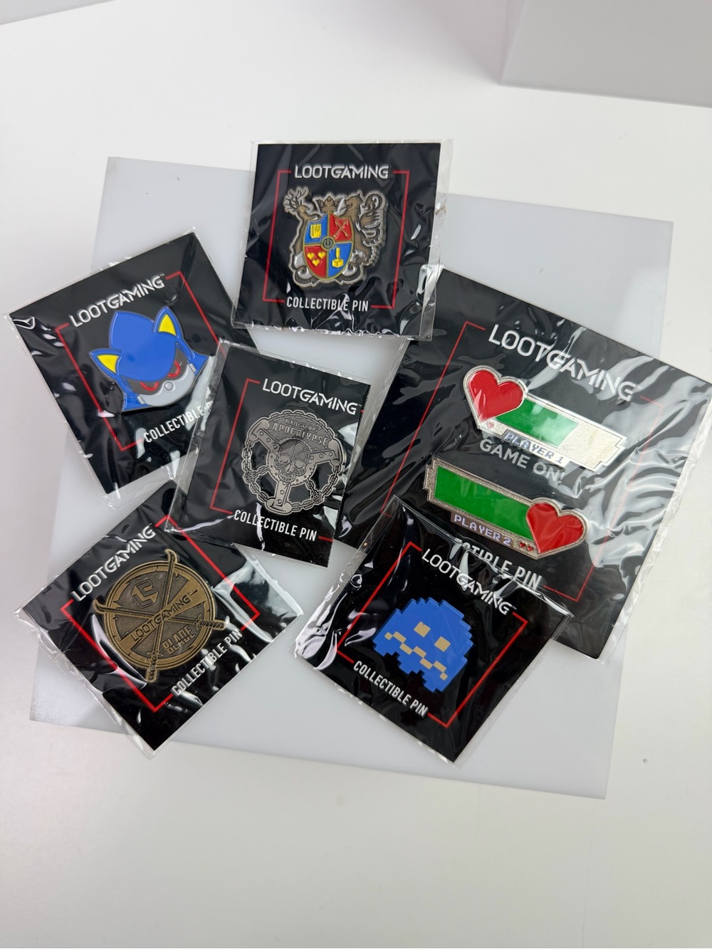 Loot Crate Pin Collection Gaming Lot Of 6 Pac-Man, Sonic The Hedgehog